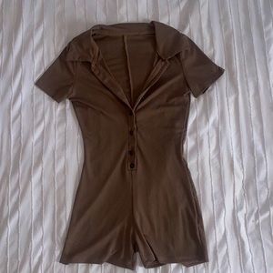 extra small brown ribbed amazon jumpsuit/ romper